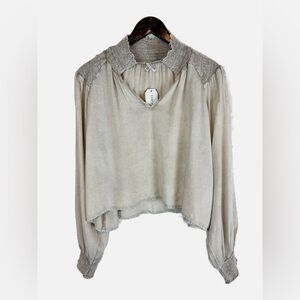 Earthbound Trading Co | Smock Peasant Crop Top, XXL NWT